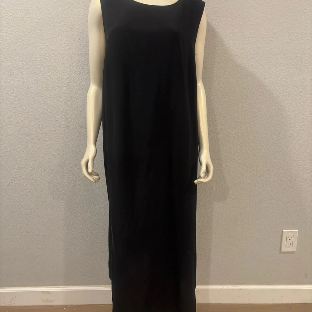 Diane von Furstenberg Vintage Y2K Minimalist Maxi Dress Silk Black Womens 1X - Picture 1 of 9